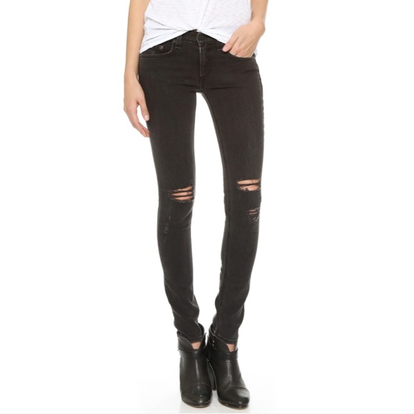 rag & bone Denim - Rag & Bone Skinny Jeans Rock With Holes Black 28